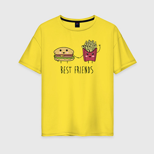 Женская футболка оверсайз Hamburger and fries are best friends / Желтый – фото 1
