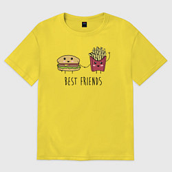 Футболка оверсайз женская Hamburger and fries are best friends, цвет: желтый