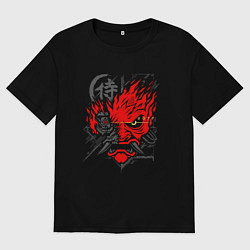 Футболка оверсайз женская CYBERPUNK 2077 SAMURAI KEANU REEVES, цвет: черный