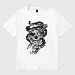 Футболка оверсайз женская Snake skull, цвет: белый