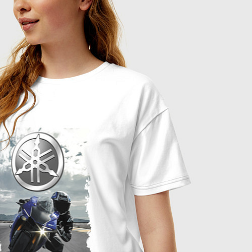 Женская футболка оверсайз YAMAHA racing / Белый – фото 3