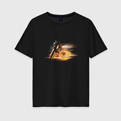 Футболка оверсайз женская Fire biker, цвет: черный