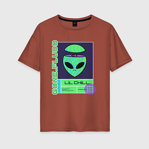 Женская футболка оверсайз GONE FLUDD UFO / Кирпичный – фото 1