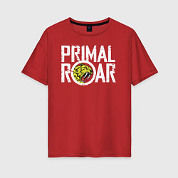 Футболка оверсайз женская PRIMAL ROAR logo, цвет: красный