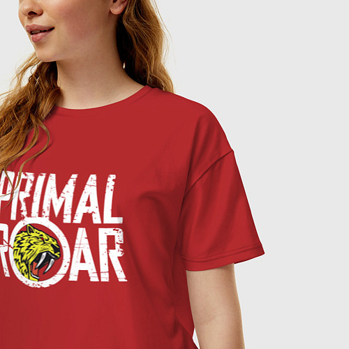 Женская футболка оверсайз PRIMAL ROAR logo / Красный – фото 3