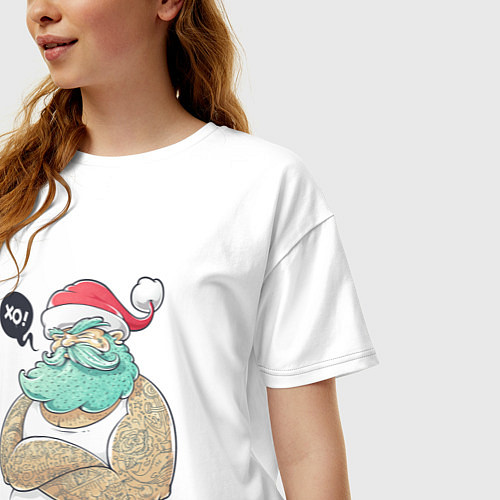 Женская футболка оверсайз Хо Хо Хо 21 ВЕК 2022 ГОД / Белый – фото 3