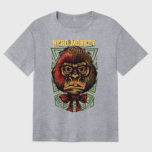 Женская футболка оверсайз Обезьяна ботан / Меланж – фото 1