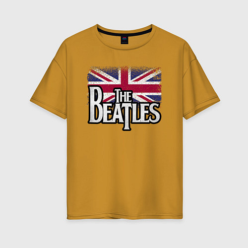 Женская футболка оверсайз The Beatles Great Britain Битлз / Горчичный – фото 1