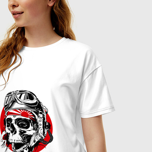 Женская футболка оверсайз Pilot kamikadze / Белый – фото 3