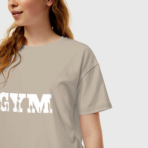 Женская футболка оверсайз GYM- образ жизни / Миндальный – фото 3