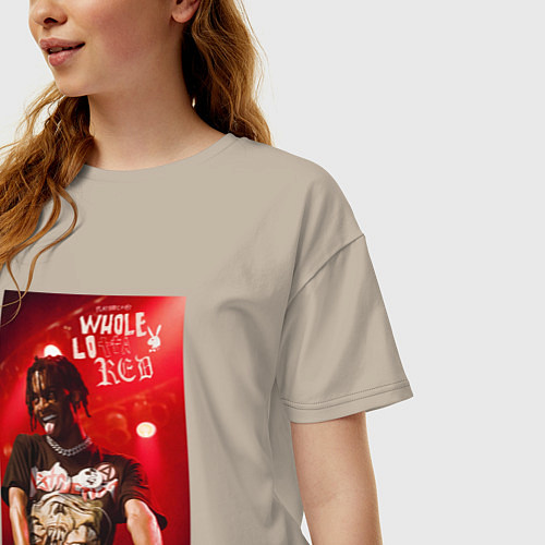 Женская футболка оверсайз PLAYBOI CARTI WLR / Миндальный – фото 3