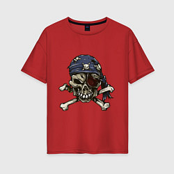 Женская футболка оверсайз Pirат skull