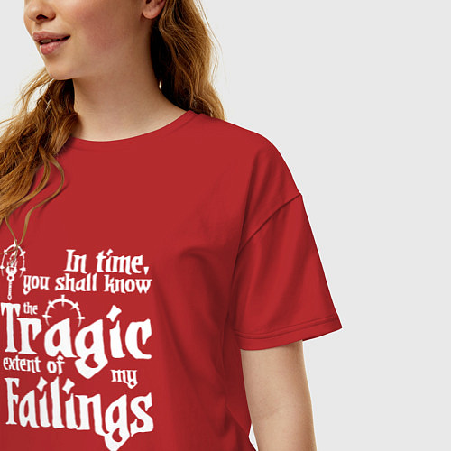 Женская футболка оверсайз DARKEST DUNGEON LOGO WHITE / Красный – фото 3