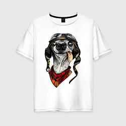 Футболка оверсайз женская Biker dog, цвет: белый
