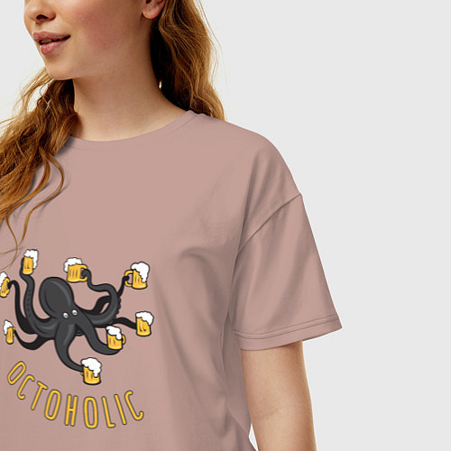 Женская футболка оверсайз Octoholic / Пыльно-розовый – фото 3