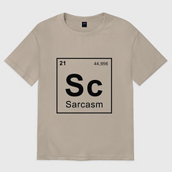 Футболка оверсайз женская САРКАЗМ - SARCASM, Sc Таблица Менделеева, цвет: миндальный