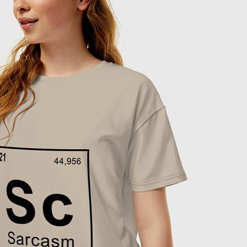 Женская футболка оверсайз САРКАЗМ - SARCASM, Sc Таблица Менделеева / Миндальный – фото 3
