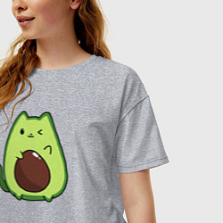 Футболка оверсайз женская Avo cat o подмигивает, цвет: меланж — фото 2