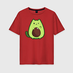 Футболка оверсайз женская Avo cat o подмигивает, цвет: красный
