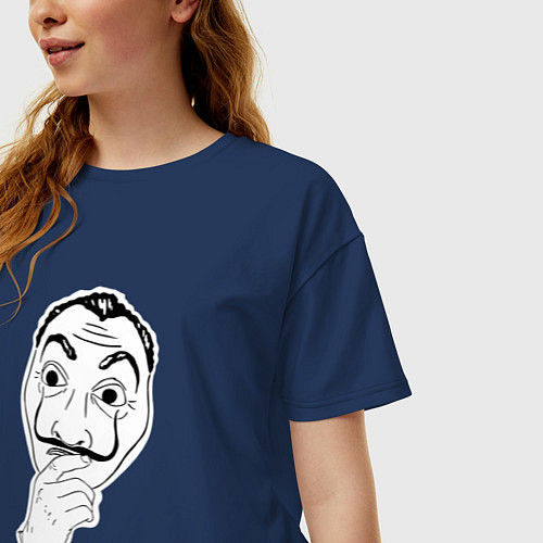 Женская футболка оверсайз Бумажный дом дали / Тёмно-синий – фото 3