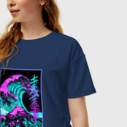 Футболка оверсайз женская НЕОНОВАЯ ВОЛНА, ЯПОНИЯ, ФУДЗИЯМА JAPAN NEON, цвет: тёмно-синий — фото 2