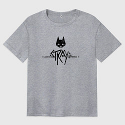 Женская футболка оверсайз Stray: Black Logo
