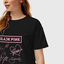 Футболка оверсайз женская BLACKPINK АВТОГРАФЫ БЛЭКПИНК, цвет: черный — фото 2