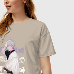Футболка оверсайз женская Гинтама Gintama, Гинтоки Саката Gintoki Sakata, цвет: миндальный — фото 2