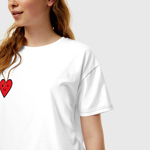 Женская футболка оверсайз Смайлик сердечко / Белый – фото 3
