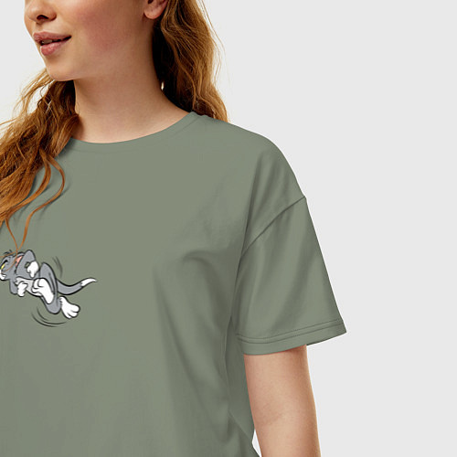 Женская футболка оверсайз Tom the Cat Chase / Авокадо – фото 3