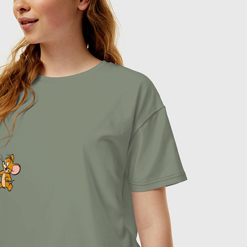 Женская футболка оверсайз Jerrys logo / Авокадо – фото 3