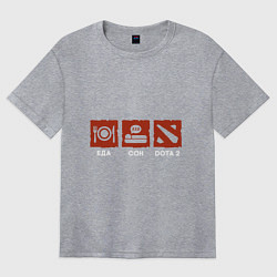 Футболка оверсайз женская Еда, сон, дота2, цвет: меланж