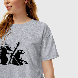 Футболка оверсайз женская Мыши с гранатометом Banksy, цвет: меланж — фото 2