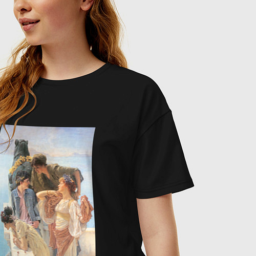 Женская футболка оверсайз Картина Выгодная позиция / Черный – фото 3