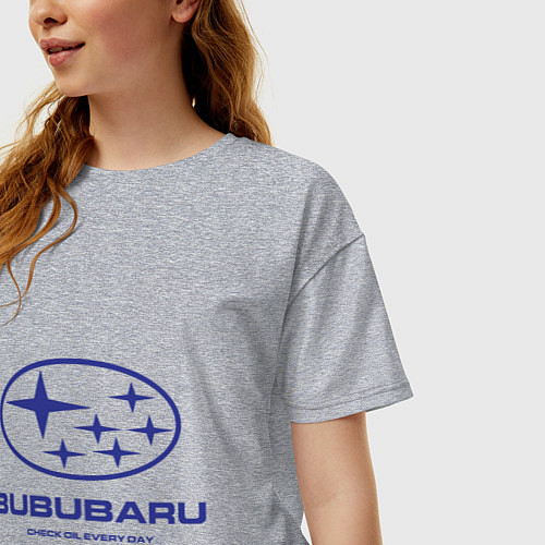 Женская футболка оверсайз Subaru Bububaru / Меланж – фото 3