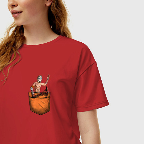 Женская футболка оверсайз Крэйг в кармане / Красный – фото 3