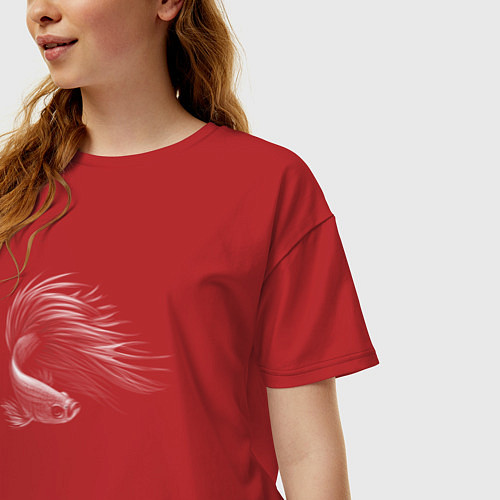 Женская футболка оверсайз Красивая рыба / Красный – фото 3