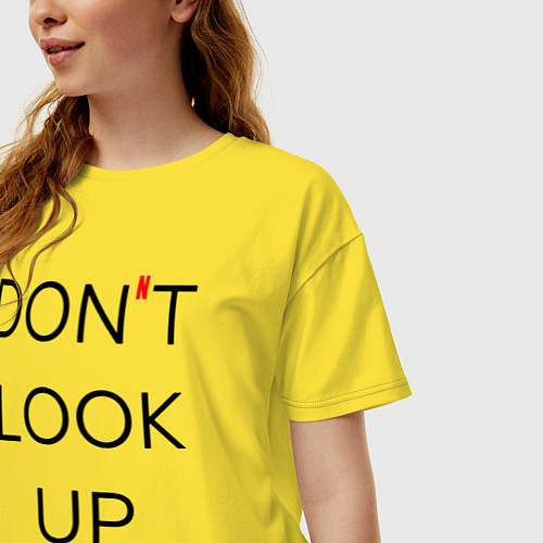 Женская футболка оверсайз Dont look up Netflix / Желтый – фото 3