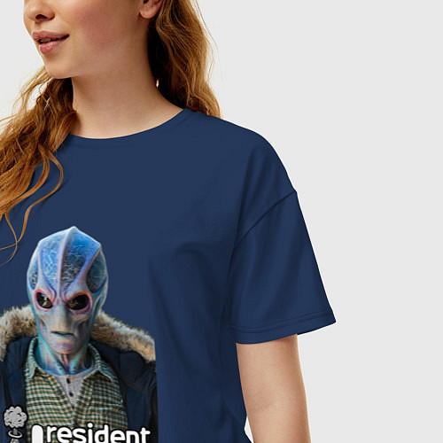 Женская футболка оверсайз Resident alien / Тёмно-синий – фото 3