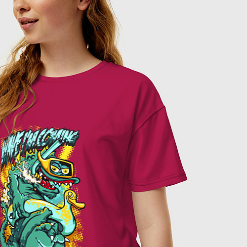 Женская футболка оверсайз Zilla swiminG / Маджента – фото 3