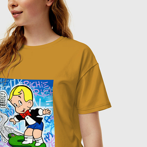 Женская футболка оверсайз Richie Rich ALEC ART / Горчичный – фото 3