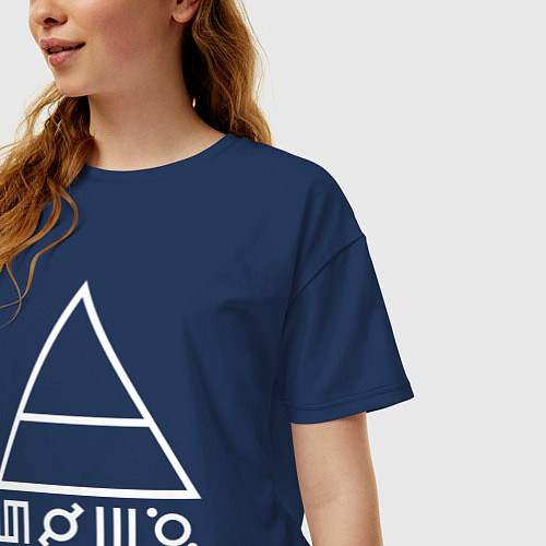 Женская футболка оверсайз 30 Seconds to Mars - Logo / Тёмно-синий – фото 3