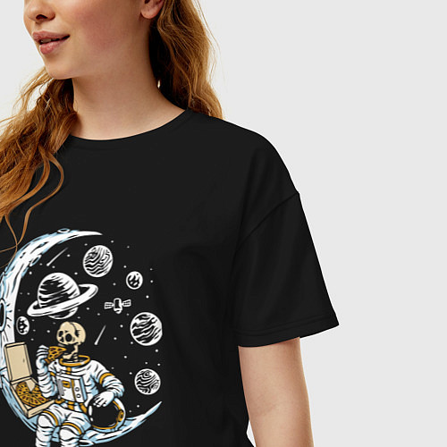 Женская футболка оверсайз Space pizza! / Черный – фото 3