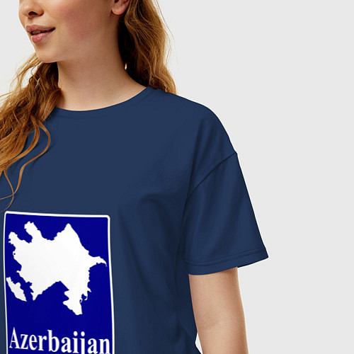Женская футболка оверсайз Азербайджан Azerbaijan / Тёмно-синий – фото 3