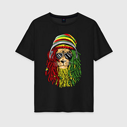 Футболка оверсайз женская Rasta lioN, цвет: черный