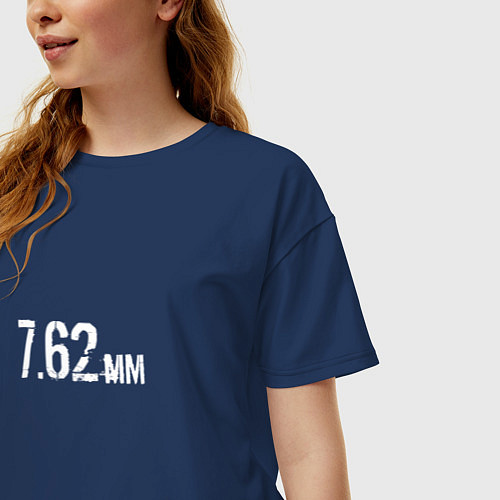 Женская футболка оверсайз РАЗМЕР ПАТРОНА 7 62 мм / Тёмно-синий – фото 3