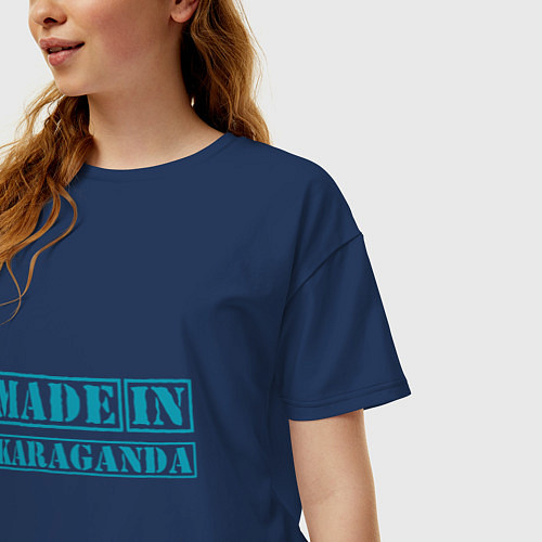 Женская футболка оверсайз Караганда Казахстан / Тёмно-синий – фото 3