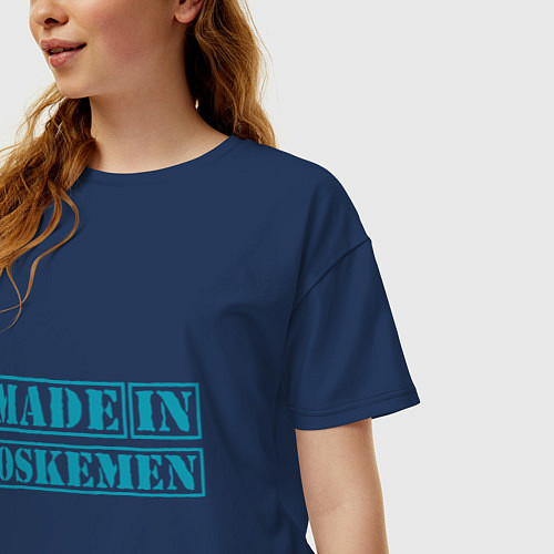 Женская футболка оверсайз Оскемен Казахстан / Тёмно-синий – фото 3