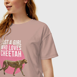 Футболка оверсайз женская Гепард Just A Girl Who Loves Cheetah, цвет: пыльно-розовый — фото 2