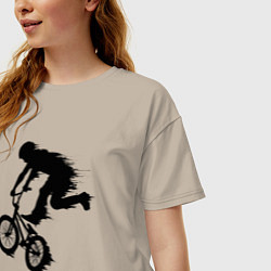 Футболка оверсайз женская ВЕЛОСПОРТ BMX Racing ВЕЛОСИПЕДИСТ, цвет: миндальный — фото 2